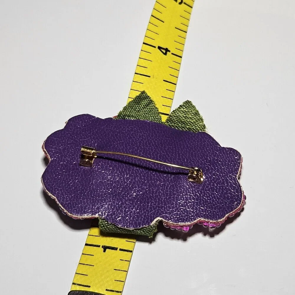 Avon Vintage Purple Pink Sequin Flower Faux Pearl Brooch Pin